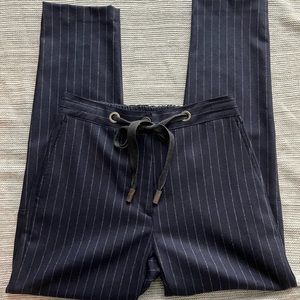 Eleventy wool navy pinstripe pants drawstring